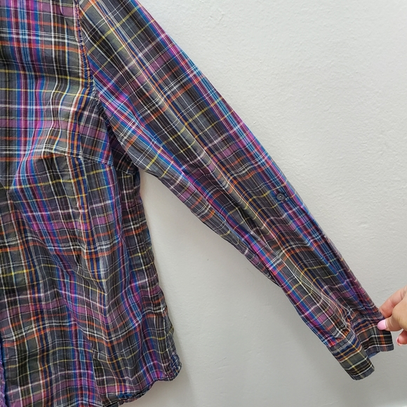 TALBOTS Plaid Button Down Chambray Cuff Size 10 - EUC! - Picture 7 of 11